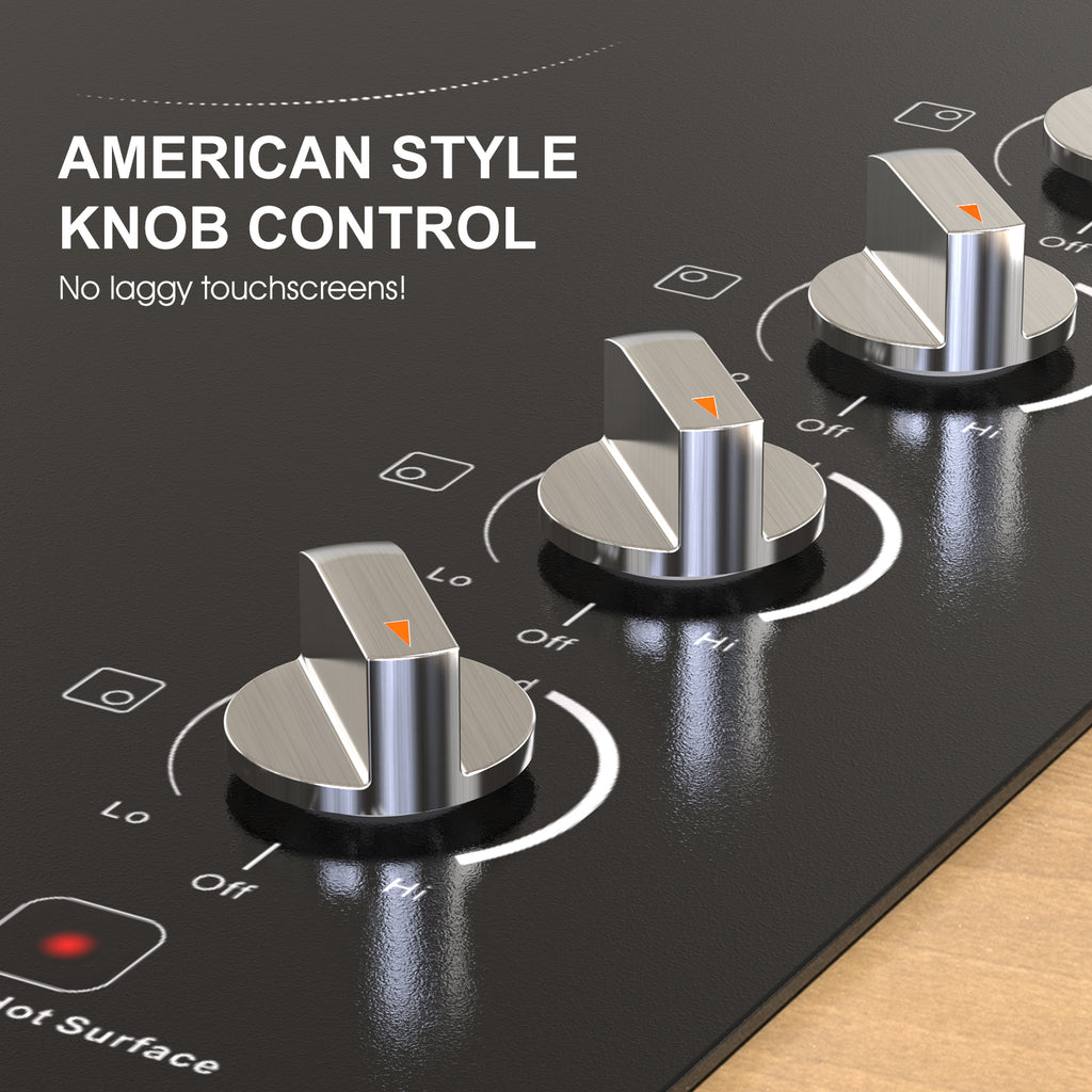 30 Inch Electric Cooktop 4 Burners, ETL Safety Certified Built-in Stove Top Burner with Knob Control, Premium Wear-Resistant Glass, Hot Surface Indicator, 7000W Hardwired for Kitchen