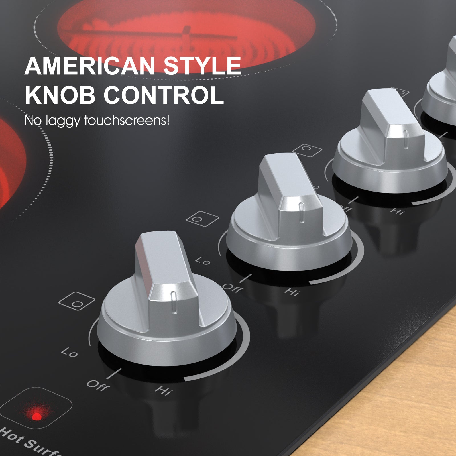 30 Inch Electric Cooktop 4 Burners, ETL Safety Certified Built-in Stove Top Burner with Knob Control, Premium Wear-Resistant Glass, Hot Surface Indicator, 7000W Hardwired for Kitchen