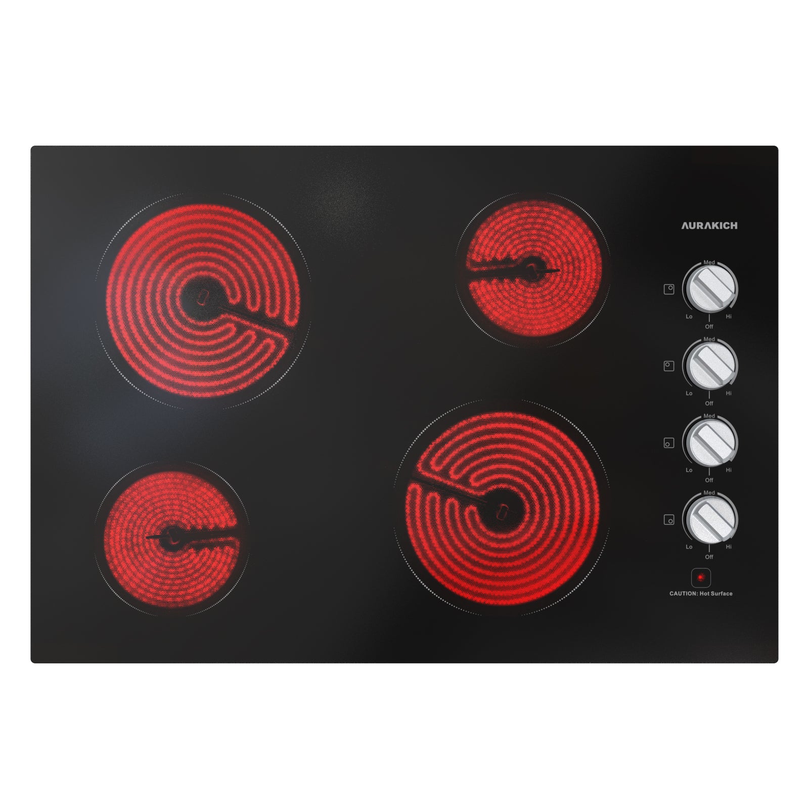 30 Inch Electric Cooktop 4 Burners, ETL Safety Certified Built-in Stove Top Burner with Knob Control, Premium Wear-Resistant Glass, Hot Surface Indicator, 7000W Hardwired for Kitchen