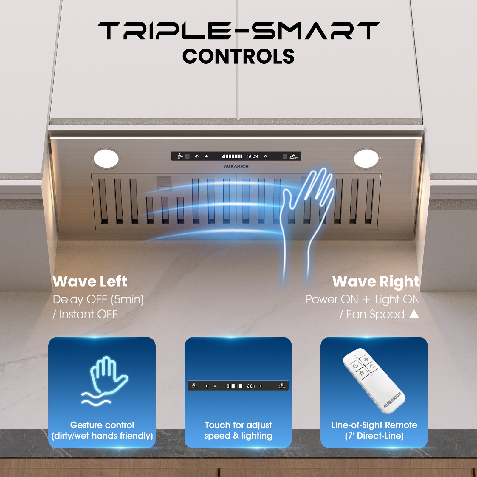 30 inch Range Hood Insert, 900 CFM Kitchen Vent Hood with Full Copper Motor, Triple Smart Controls, Tunable LED Lighting, Included Charcoal Filters & Duct Pipe