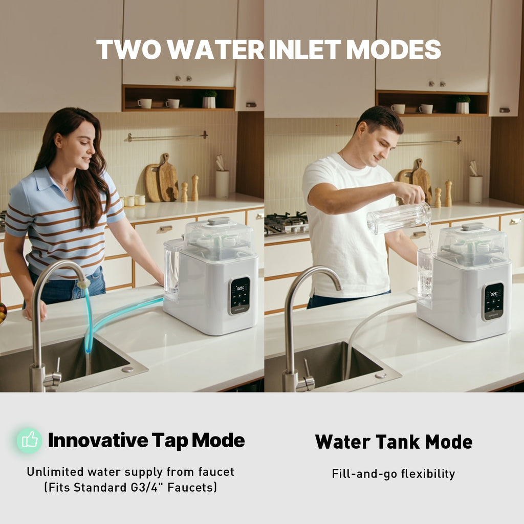 Baby Bottle Washer, Sterilizer & Dryer - All-in-One Pro Cleaning Machine with Fishbone Spray Arm, Self-Cleaning & AUTO Mode, Dual Water Inlet for Bottles, Breast Pump & Baby Essentials - AURAKICH