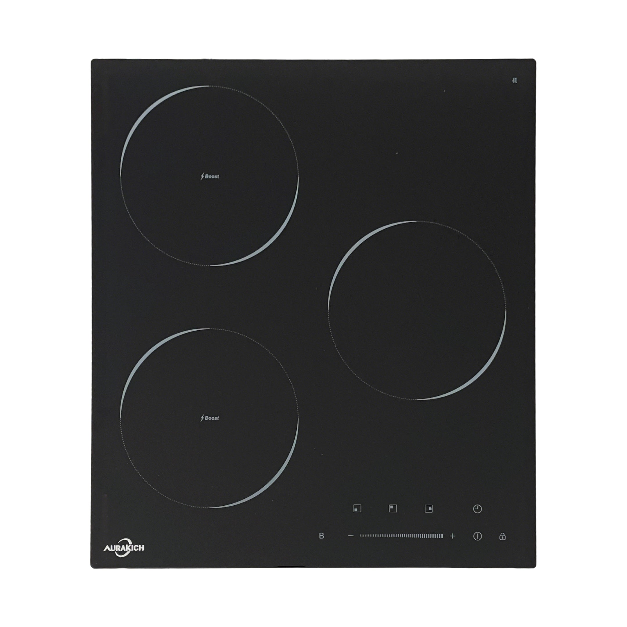 AURAKICH Electric Cooktop 3 Burners, ETL Safety Certified Built-in Stove Top Burner with Slider Control, Premium Wear-Resistant Glass, Hot Surface Indicator