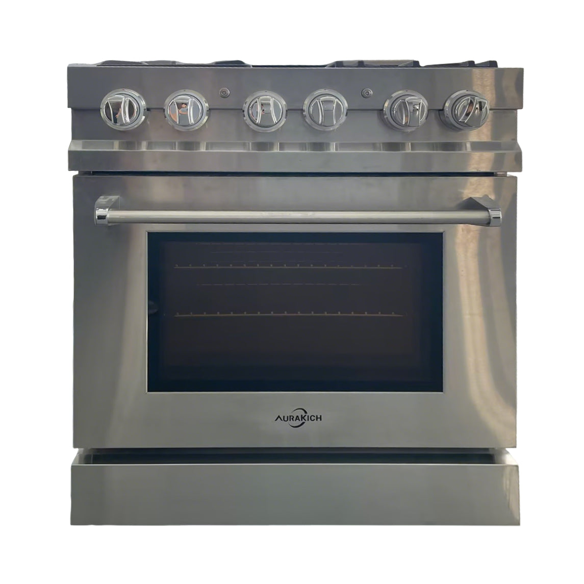 AURAKICH 30 in. 4.2 cu. ft. Classic Dual Fuel Range with Gas Cooktop and Electric Convection Oven in Stainless Steel with 4 Brass Burners