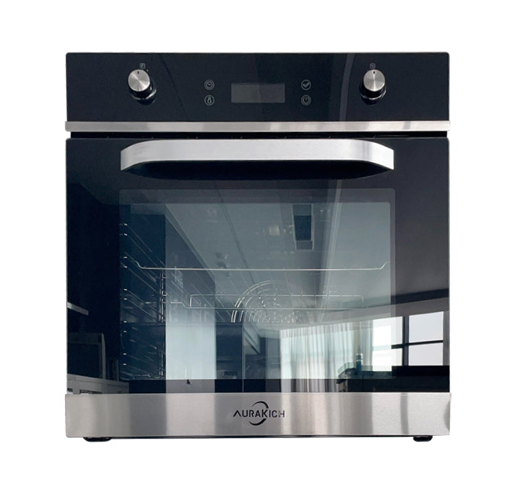 AURAKICH 24 Inch Built-in Electric Wall Oven, 2.5 Cu.ft Convection Oven with 4D Hot Air & 9 Cooking Modes, 3 Knob Control, 3-Layer Tempered Glass Door, Secure Shipping Design, Stainless Steel