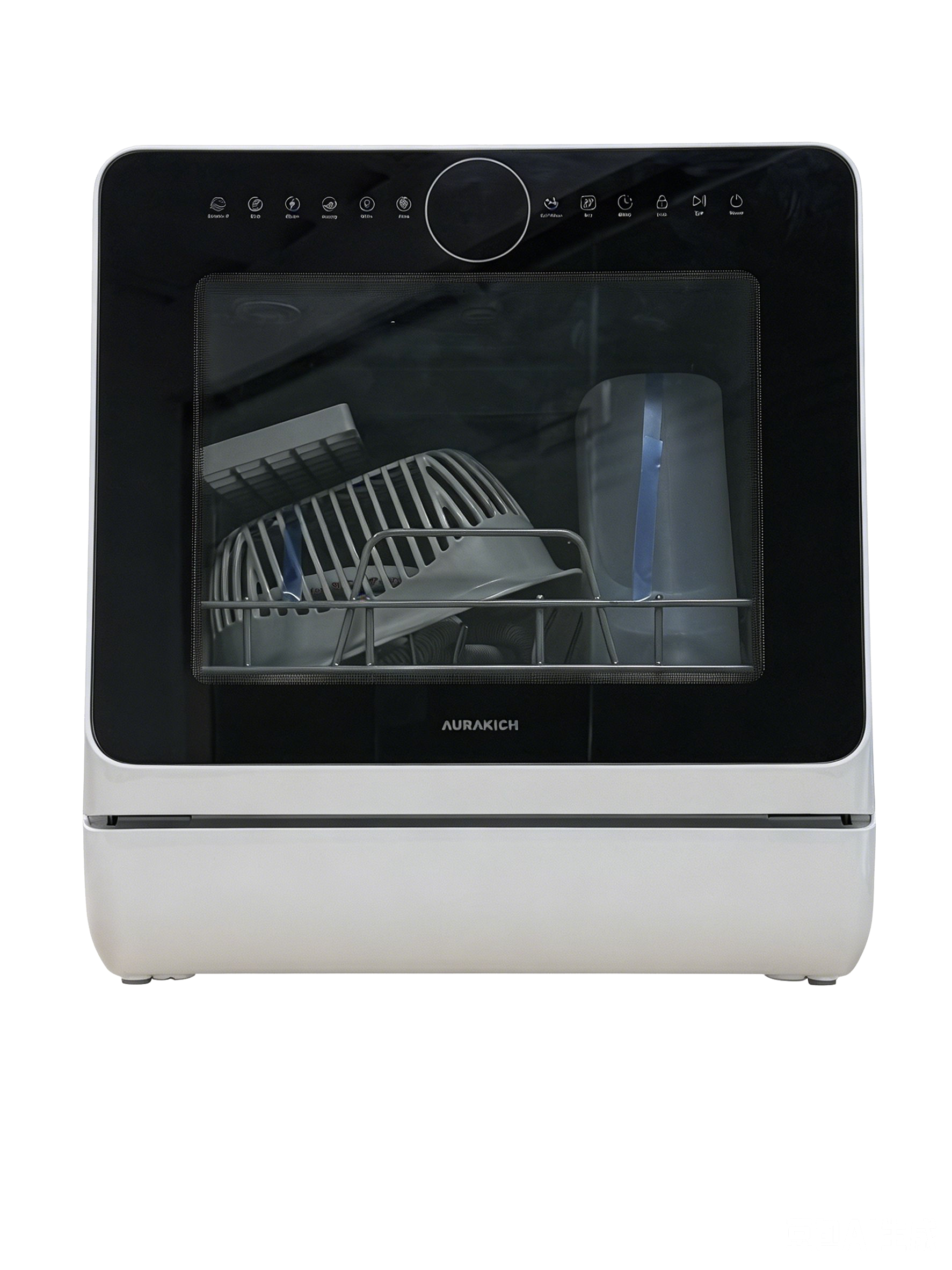 Countertop Dishwasher Portable with 6 Programs, 5L Built-in Water Tank for Apartments & RV, 167℉ High-Temp, No Hookup Needed, Mini Dishwasher with Baby Care, Air Dry/Quick/ECO/Fruit/Normal Mode - AURAKICH