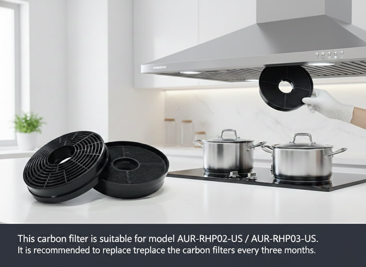 Charcoal Filters for Range Hood, 2-Pack Replacement Carbon Filters Compatible with AUR-RHP02-US & AUR-RHP03-US, Model AUR-CF003-US - AURAKICH