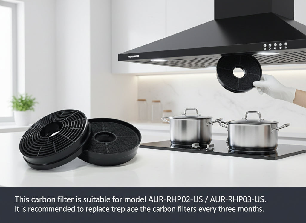 Charcoal Filters for Range Hood, 2-Pack Replacement Carbon Filters Compatible with AUR-RHP02-US & AUR-RHP03-US, Model AUR-CF003-US - AURAKICH
