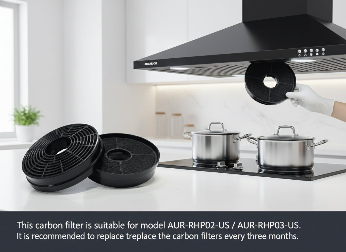 Charcoal Filters for Range Hood, 2-Pack Replacement Carbon Filters Compatible with AUR-RHP02-US & AUR-RHP03-US, Model AUR-CF003-US - AURAKICH