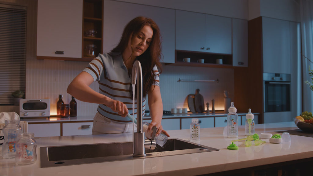 Baby Bottle Washer, Sterilizer & Dryer - All-in-One Pro Cleaning Machine with Fishbone Spray Arm, Self-Cleaning & AUTO Mode, Dual Water Inlet for Bottles, Breast Pump & Baby Essentials